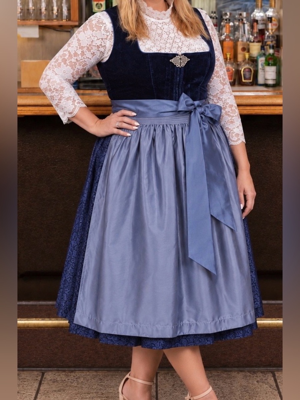 Fuchs Velvet Navy Traditional Dirndl EU46 - 65cm